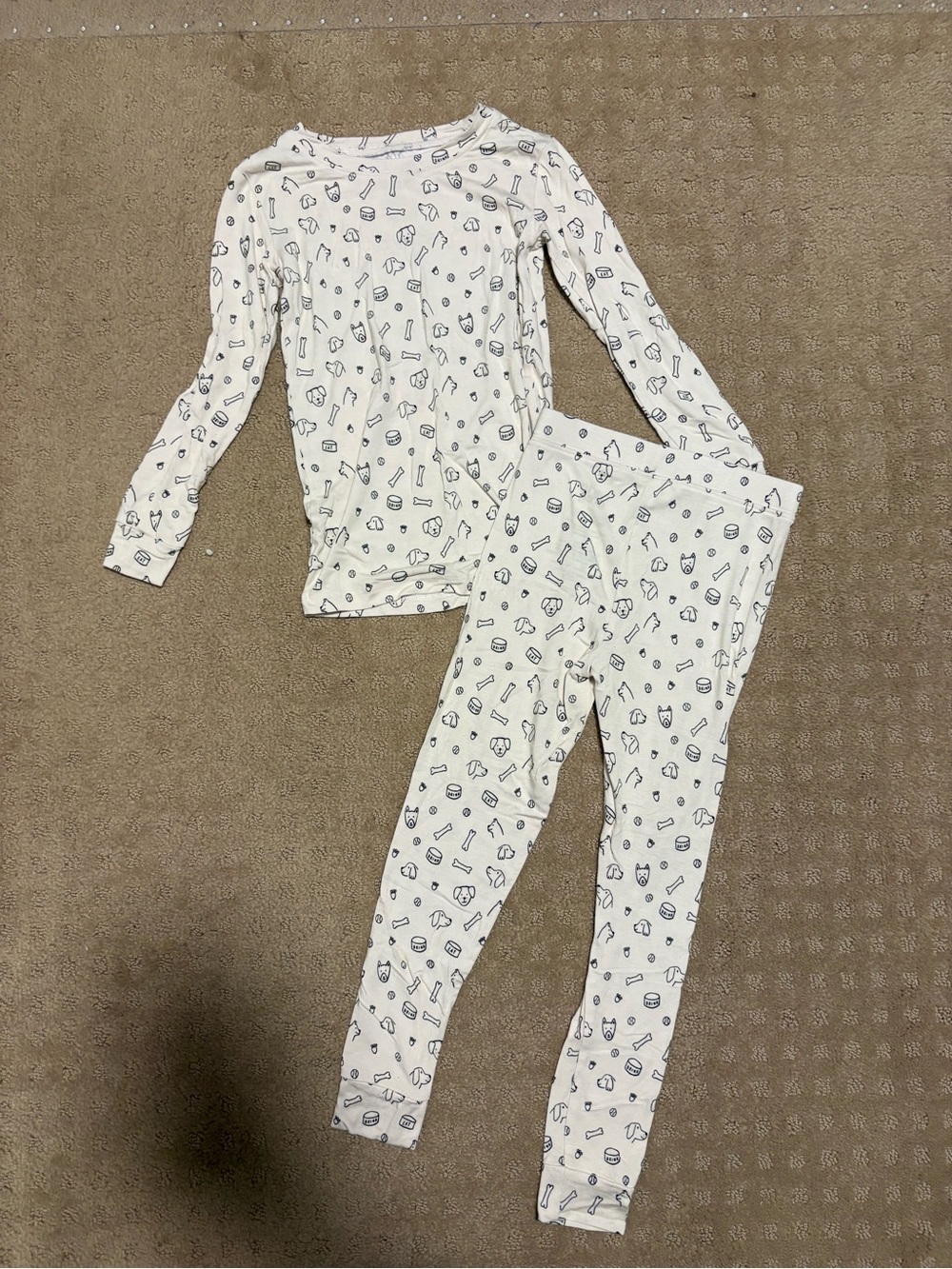 Kids White Bamboo Printed Long-Sleeve Pajama Set